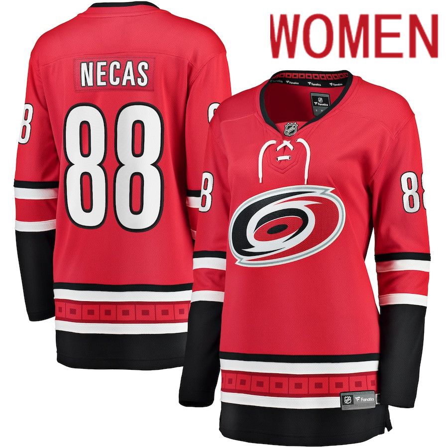 Women Carolina Hurricanes 88 Martin Necas Fanatics Branded Red Alternate Breakaway Player NHL Jersey